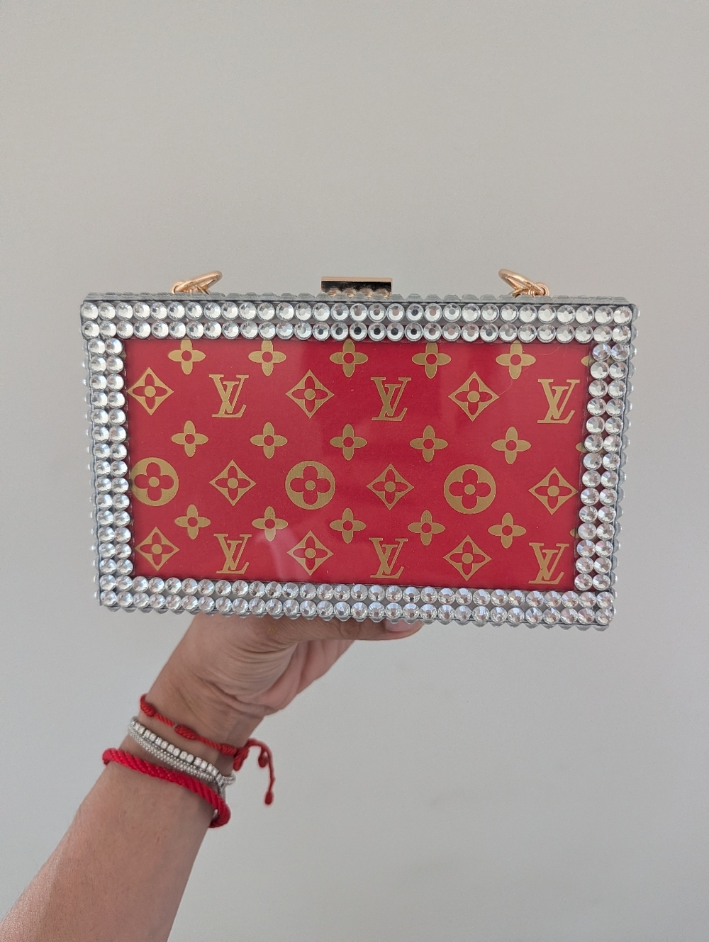 Monogram Crystal-Trim Box Clutch with Clear Chain - Picture 4 of 15